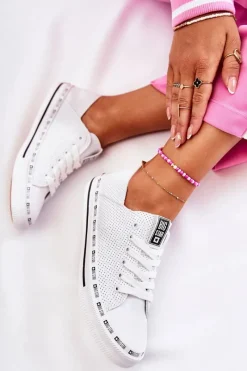 Discount Damskie Ażurowe Trampki Big Star Białe FF274024 Damskie Trampki Damskie Big Star|Trampki Damskie Niskie