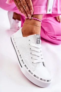 Discount Damskie Ażurowe Trampki Big Star Białe FF274024 Damskie Trampki Damskie Big Star|Trampki Damskie Niskie