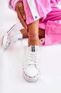 Discount Damskie Ażurowe Trampki Big Star Białe FF274024 Damskie Trampki Damskie Big Star|Trampki Damskie Niskie