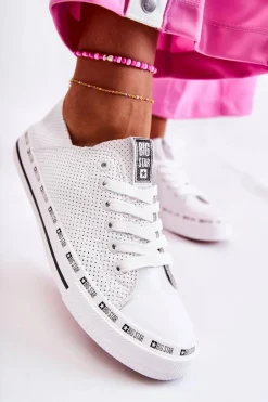 Discount Damskie Ażurowe Trampki Big Star Białe FF274024 Damskie Trampki Damskie Big Star|Trampki Damskie Niskie