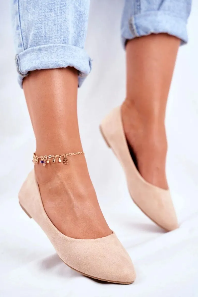 Discount Damskie Balerinki Zamsz Beżowe Bueno Damskie Baleriny Klasyczne