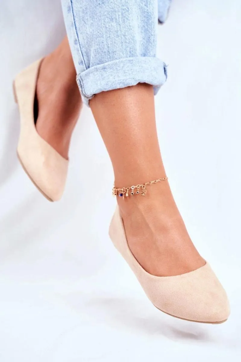 Discount Damskie Balerinki Zamsz Beżowe Bueno Damskie Baleriny Klasyczne