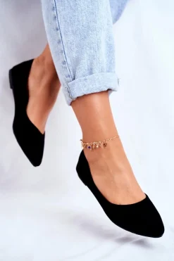 Outlet Boto Damskie Balerinki Zamsz Czarne Bueno