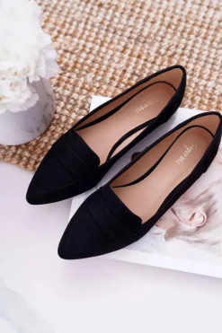 New Boto Damskie Balerinki Zamszowe Lordsy Czarne Gretar