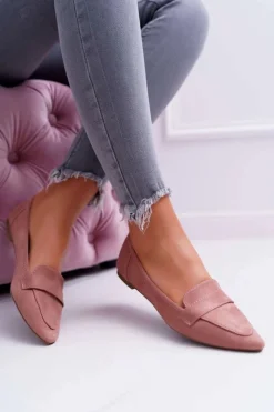 Baleriny Klasyczne>Boto Damskie Balerinki Zamszowe Lordsy Różowe Gretar