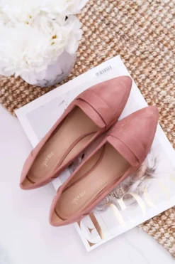 Baleriny Klasyczne>Boto Damskie Balerinki Zamszowe Lordsy Różowe Gretar