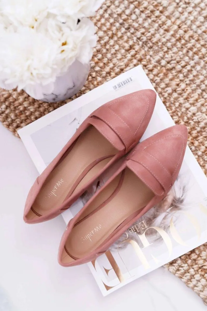 Baleriny Klasyczne>Boto Damskie Balerinki Zamszowe Lordsy Różowe Gretar