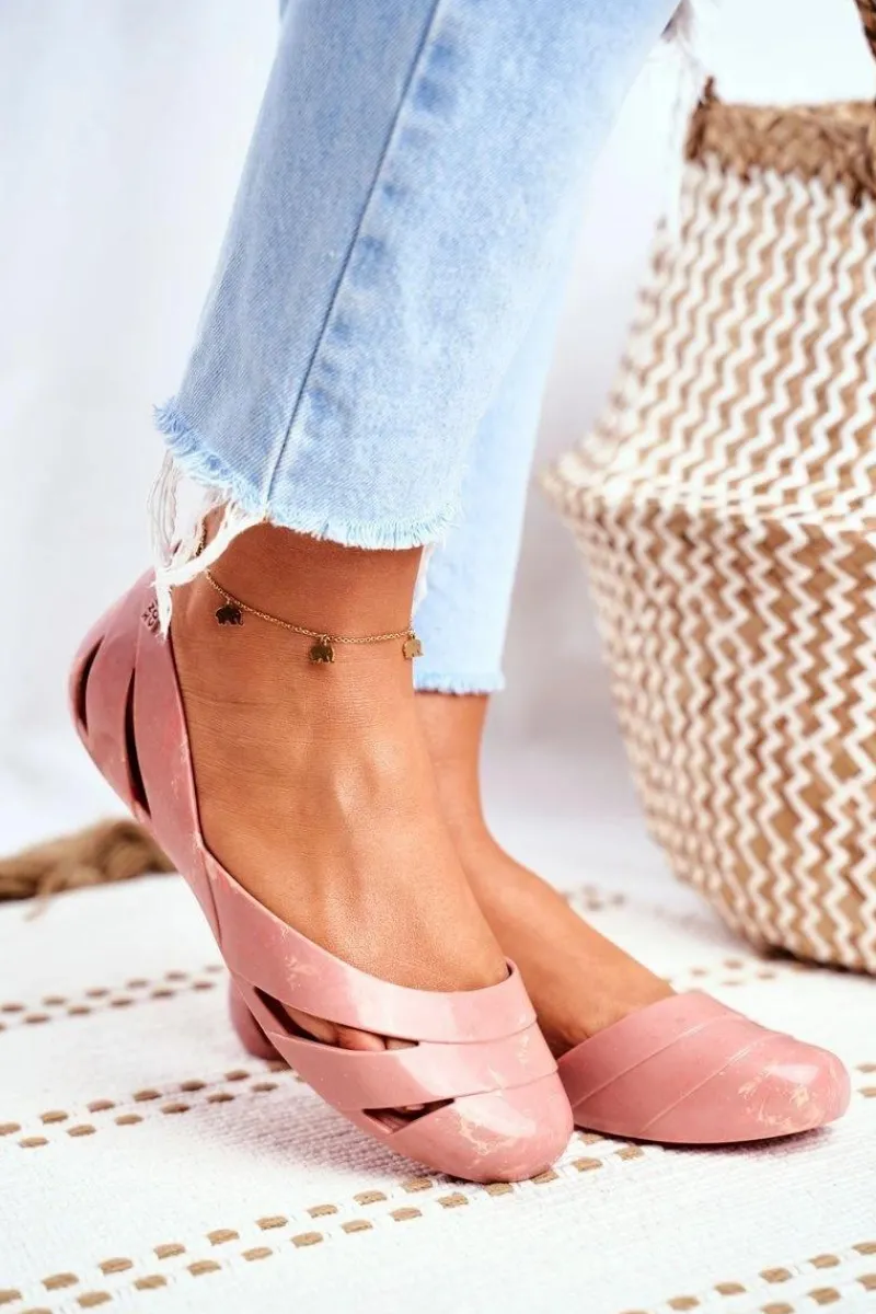 Discount Damskie Baleriny Pachnące Gumowe Nude Beż FF285054 Damskie Baleriny Klasyczne