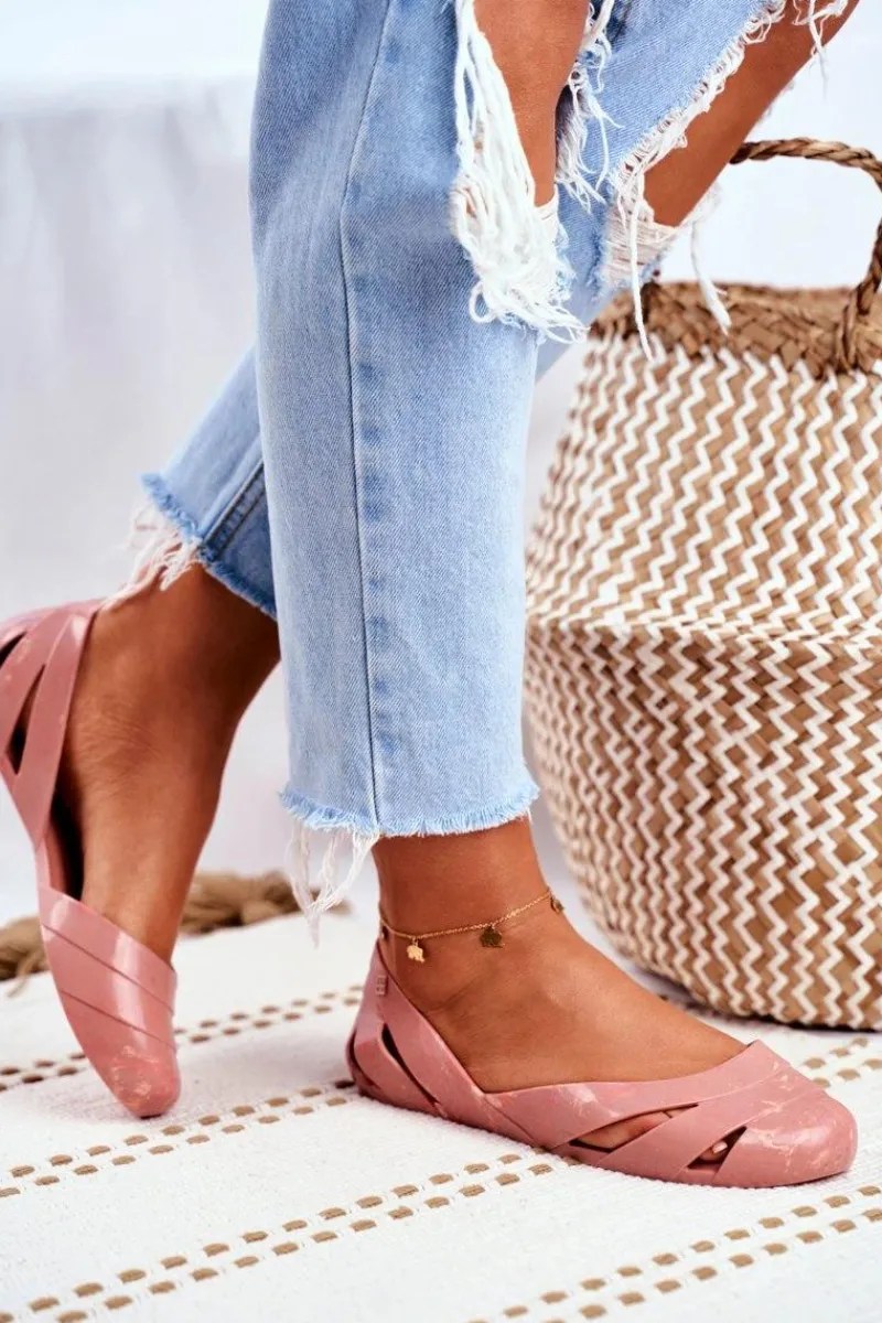 Discount Damskie Baleriny Pachnące Gumowe Nude Beż FF285054 Damskie Baleriny Klasyczne