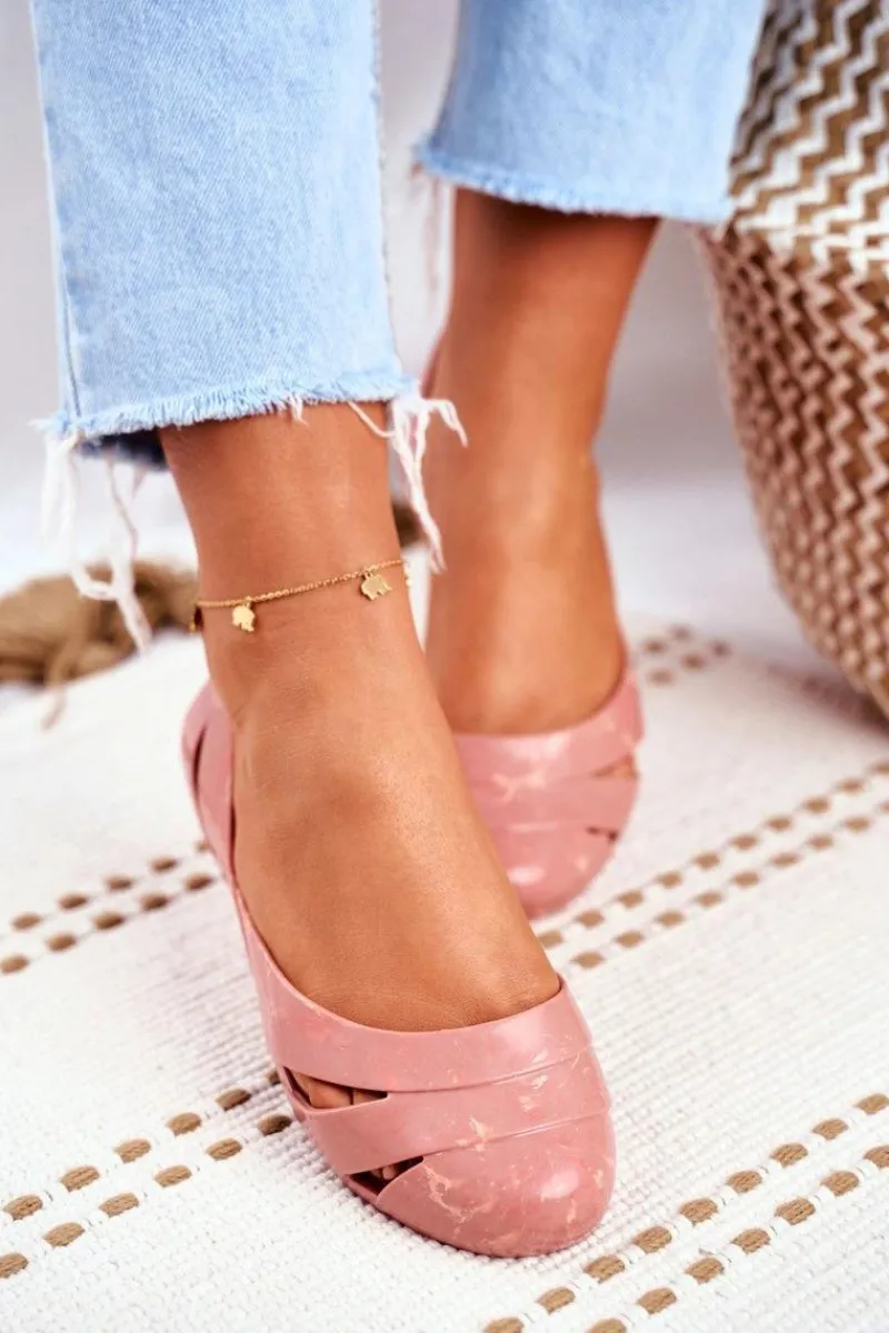 Discount Damskie Baleriny Pachnące Gumowe Nude Beż FF285054 Damskie Baleriny Klasyczne