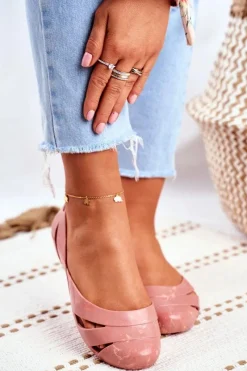 Discount Damskie Baleriny Pachnące Gumowe Nude Beż FF285054 Damskie Baleriny Klasyczne