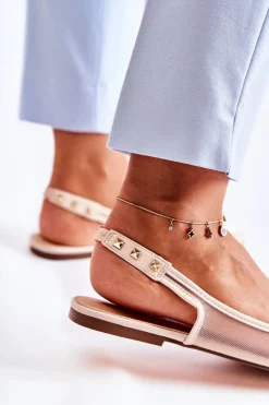 Sale Damskie Baleriny Z Ćwiekami Beżowe Kinley Damskie Baleriny Klasyczne