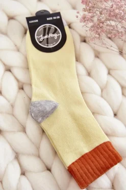 Clearance Just Play Damskie Bawełniane Gładkie Skarpety Żółte