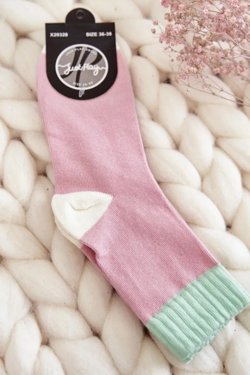 Hot Just Play Damskie Bawełniane Gładkie Skarpety Różowe