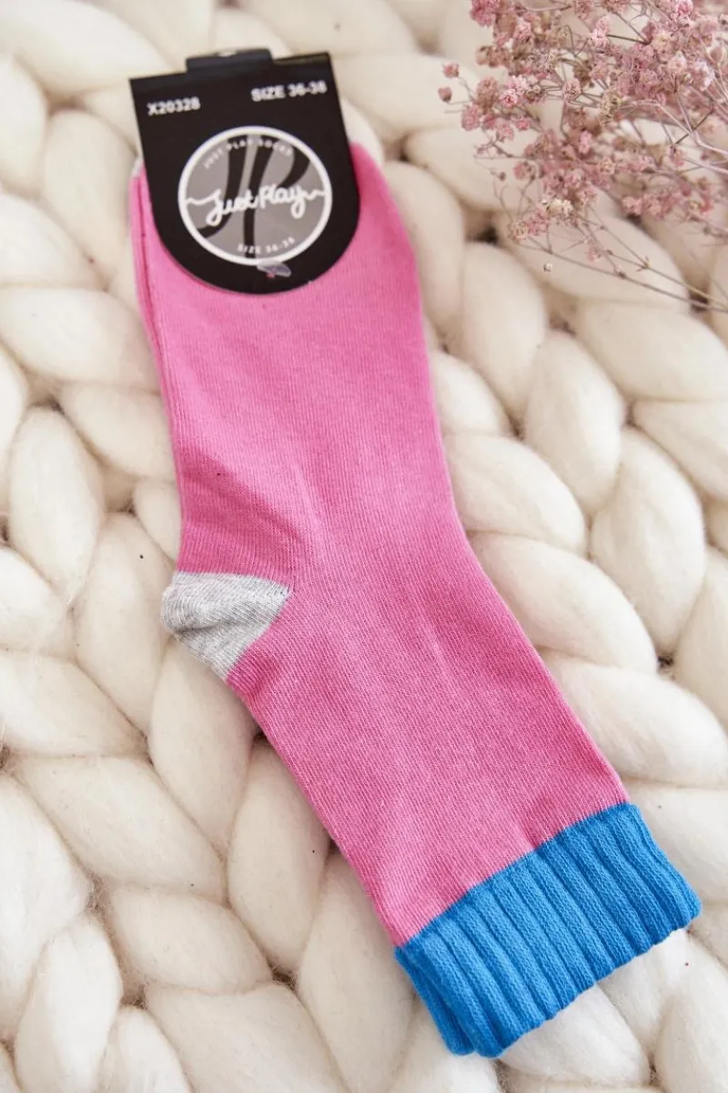 Damskie Bawełniane Gładkie Skarpety Ciemnoróżowe Skarpetki|Skarpetki