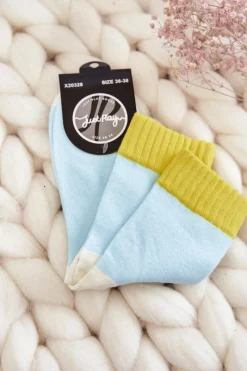 Skarpetki|Skarpetki>Just Play Damskie Bawełniane Gładkie Skarpety Niebieskie