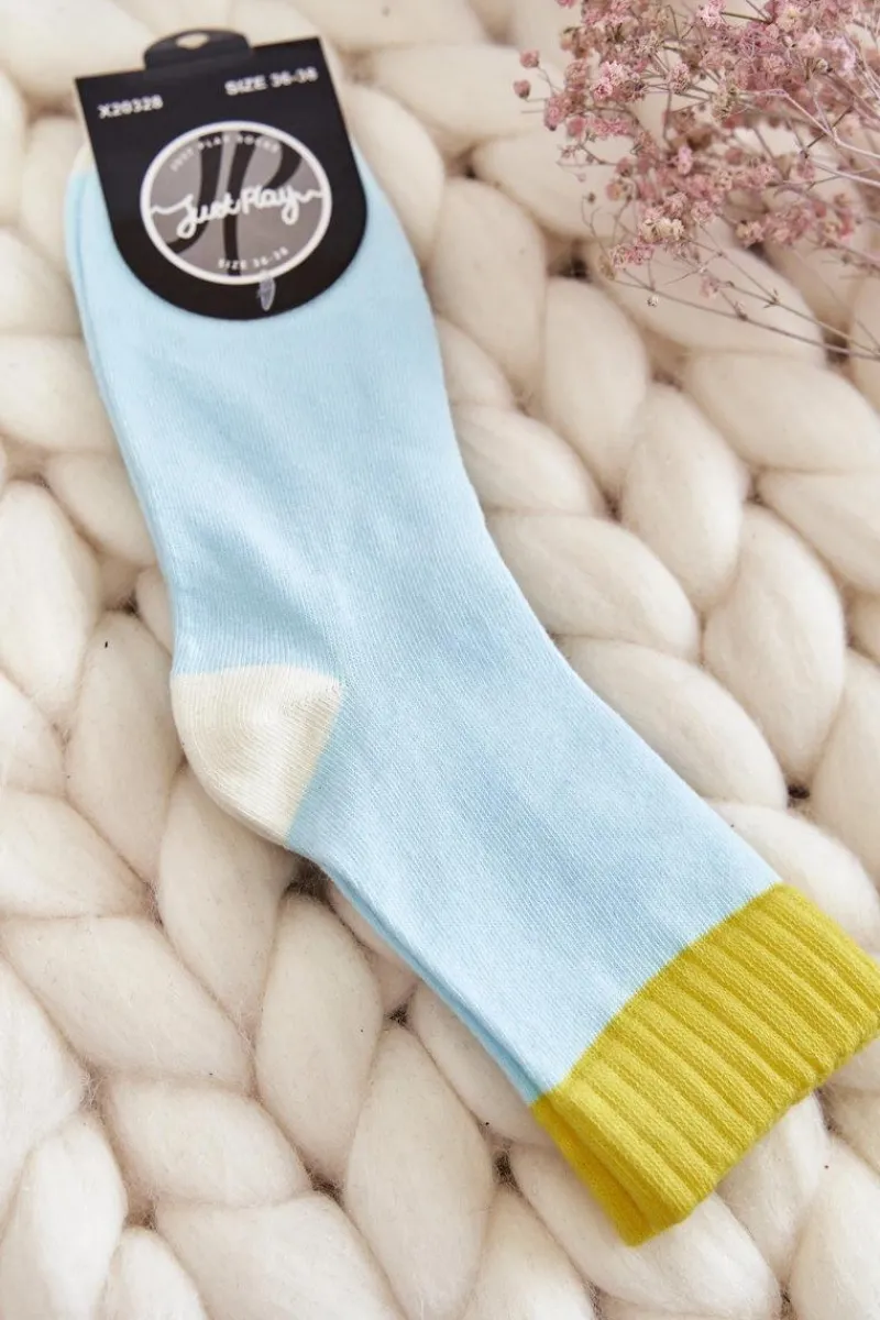 Skarpetki|Skarpetki>Just Play Damskie Bawełniane Gładkie Skarpety Niebieskie