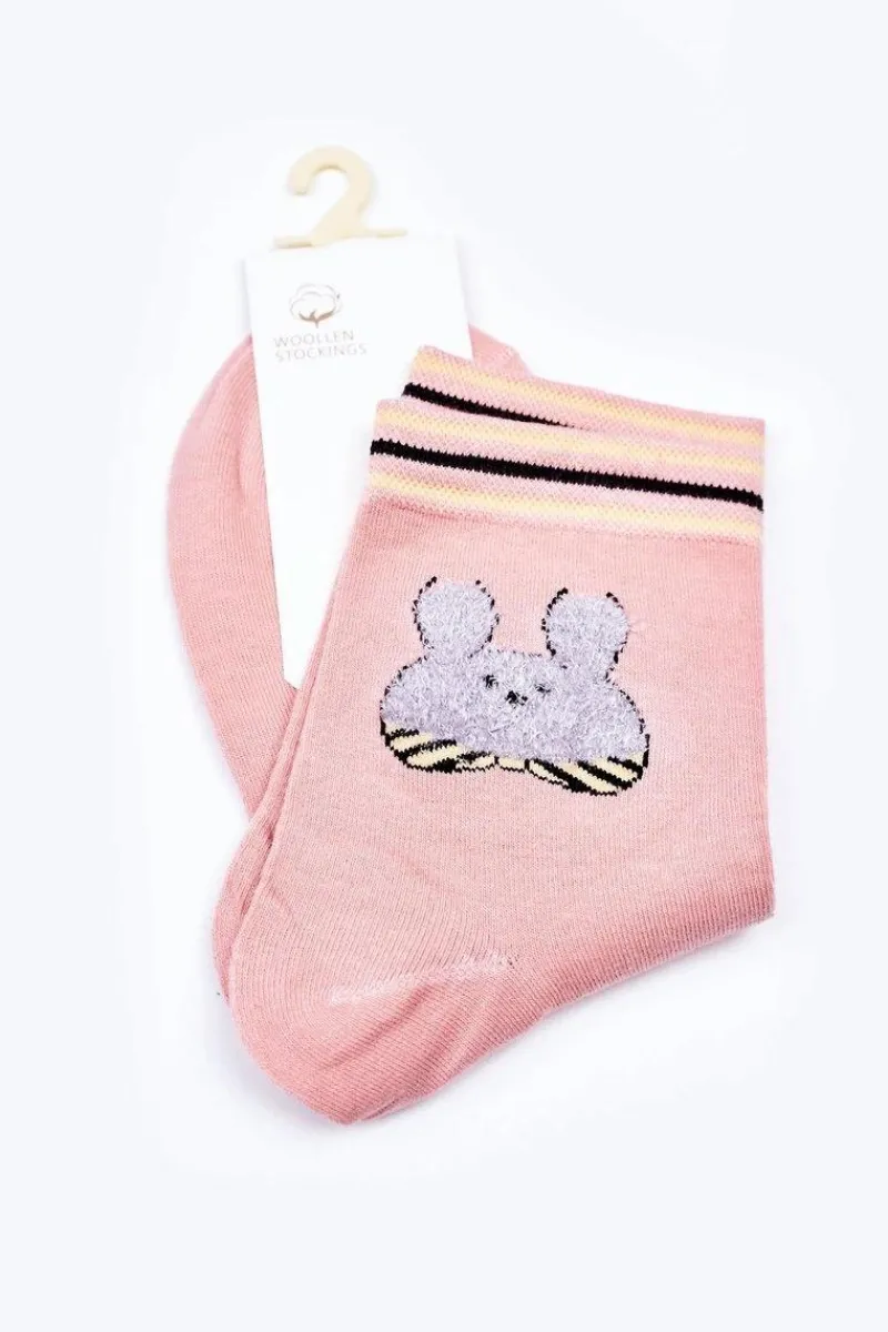 Outlet COSAS Damskie Bawełniane Skarpetki Z Zającem Różowe