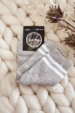 Outlet Damskie Bawełniane Skarpety Sportowe Z Paskami Szare Skarpetki|Skarpetki