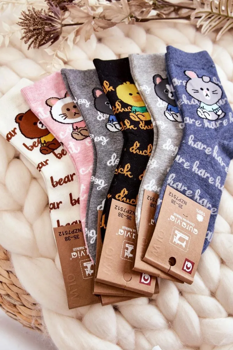 Clearance Aura.via Damskie Bawełniane Skarpetki Kotek Różowe