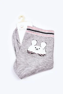 Clearance COSAS Damskie Bawełniane Skarpetki Z Zającem Jasno Szare