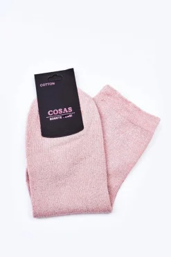 Damskie Bawełniane Skarpetki Ze Srebrną Nitką Łososiowe Skarpetki|Skarpetki