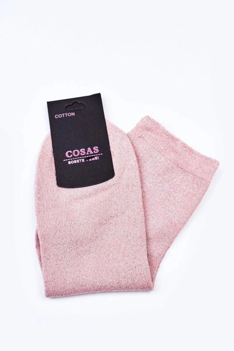 Damskie Bawełniane Skarpetki Ze Srebrną Nitką Łososiowe Skarpetki|Skarpetki