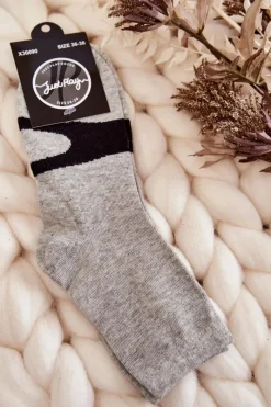 Discount Just Play Damskie Bawełniane Skarpetki Czarny Wzór Szare