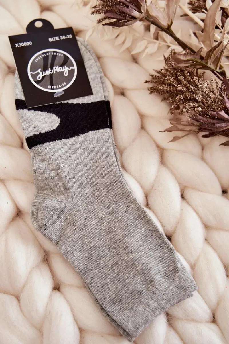 Discount Just Play Damskie Bawełniane Skarpetki Czarny Wzór Szare