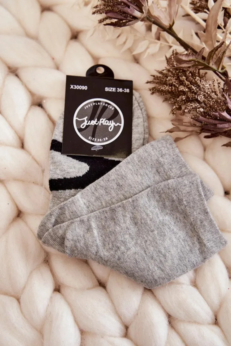 Discount Just Play Damskie Bawełniane Skarpetki Czarny Wzór Szare