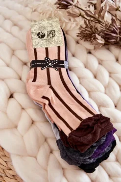 Skarpetki|Skarpetki>Just Play Damskie Bawełniane Skarpety W Paski 5-Pak Multikolor