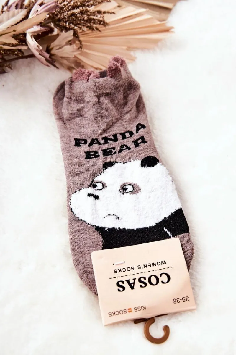 Skarpetki|Skarpetki>COSAS Damskie Bawełniane Skarpetki Z Misiem Brązowe