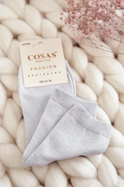 Outlet Damskie Bawełniane Skarpetki Z Błyszczącą Nicią Białe Skarpetki|Skarpetki