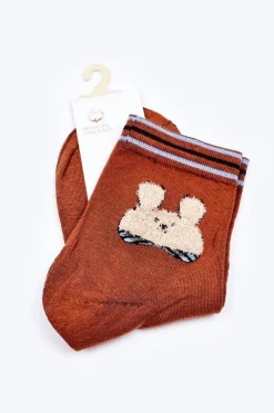Sale Damskie Bawełniane Skarpetki Z Zającem Karmelowe Skarpetki|Skarpetki