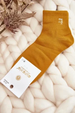 Online Damskie Bawełniane Skarpety Musztardowe Skarpetki|Skarpetki