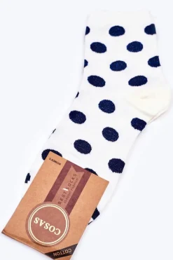 Online Damskie Bawełniane Skarpetki W Groszki Białe Skarpetki|Skarpetki