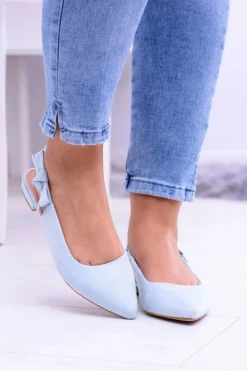 Baleriny Klasyczne></noscript>Boto Damskie Błękitne Baleriny w Szpic Howla