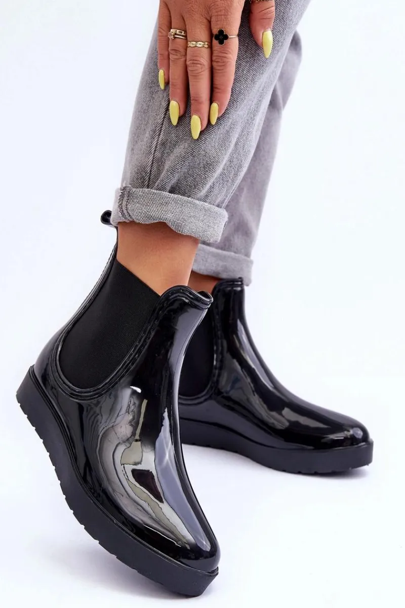 Hot Damskie Botki Kalosze Czarne Deila Damskie Kalosze Damskie|Botki Wiosenne