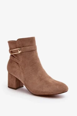 Brązowe I Beżowe Botki|Botki Na Obcasie>Evento Damskie Botki Na Niskim Słupku Beżowe Verice