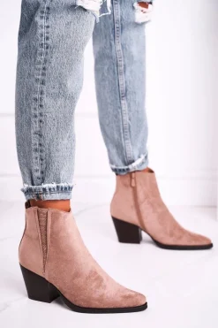 Discount Damskie Botki Na Obcasie Khaki Loud Damskie Botki Na Słupku|Botki Zimowe Damskie