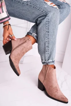 Discount Damskie Botki Na Obcasie Khaki Loud Damskie Botki Na Słupku|Botki Zimowe Damskie