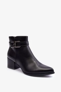 Online Buty Sergio Leone Damskie Botki Na Obcasie Z Ozdobą Czarne Janeya