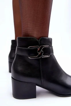 Online Buty Sergio Leone Damskie Botki Na Obcasie Z Ozdobą Czarne Janeya