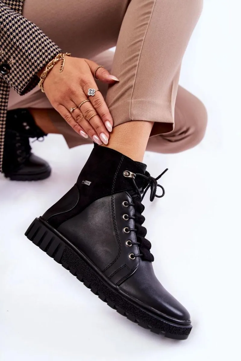 Damskie Trapery|Botki Sznurowane>Buty Sergio Leone Damskie Botki Na Platformie Czarne Kristin