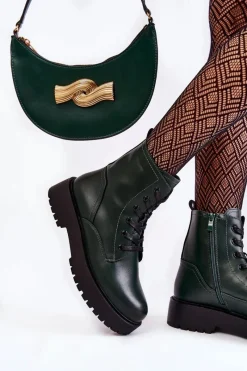 Sale Damskie Botki Na Platformie Zielone Randi Damskie Damskie Trapery|Botki Sznurowane