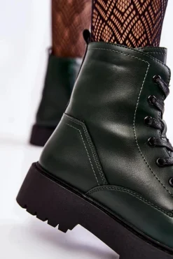 Sale Damskie Botki Na Platformie Zielone Randi Damskie Damskie Trapery|Botki Sznurowane