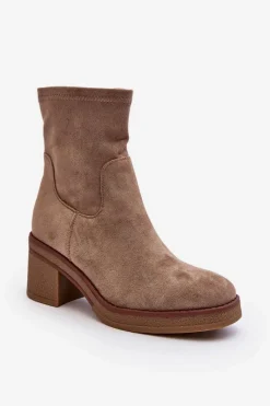 Discount Damskie Botki Na Słupku Beżowe Argastis Damskie Botki Ocieplane|Brązowe I Beżowe Botki