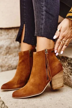 New Damskie Botki Na Słupku Big Star Camel GG274364 Damskie Botki Na Słupku|Brązowe I Beżowe Botki