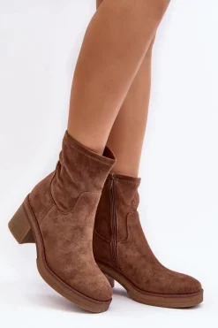 Clearance Damskie Botki Na Słupku Brązowe Argastis Damskie Botki Ocieplane|Brązowe I Beżowe Botki