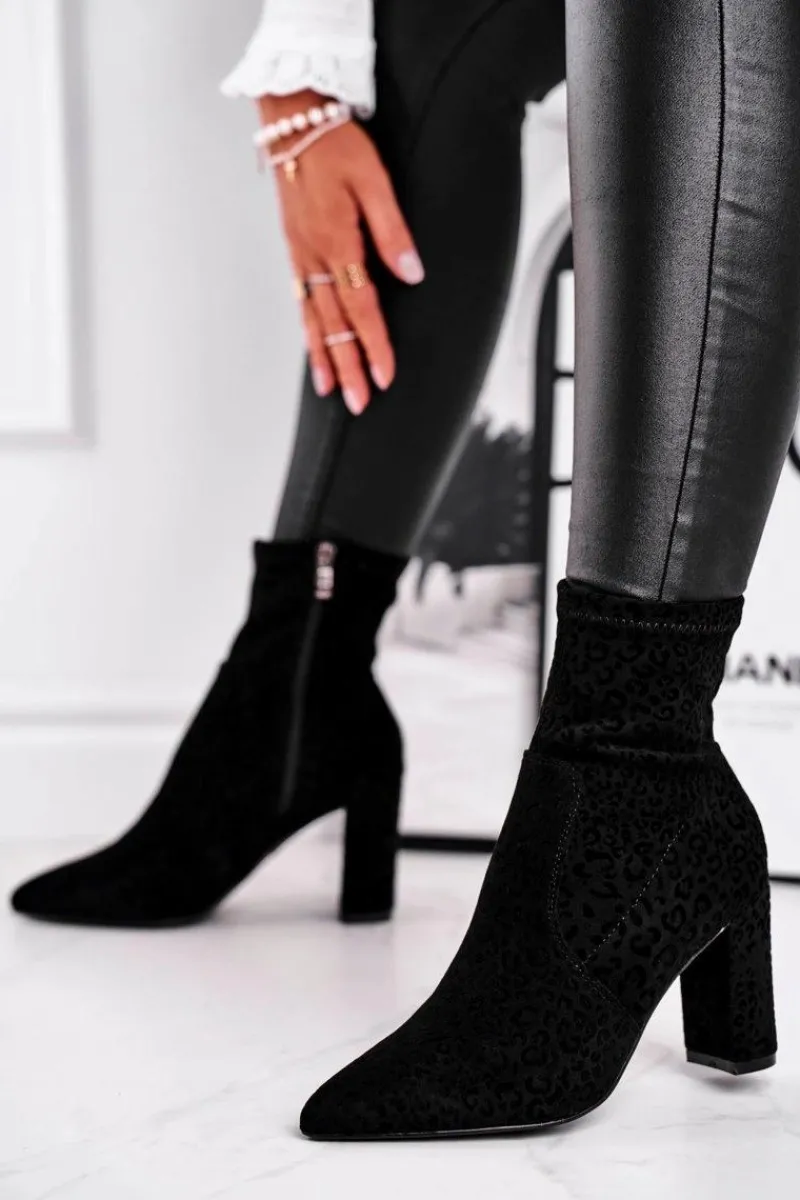 Online Damskie Botki Na Słupku Cętki Czarne Panther Damskie Botki Na Słupku|Czarne Botki